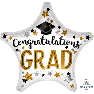 45cm Standard Congrats Grad Star Foil Balloon Inflated with Helium