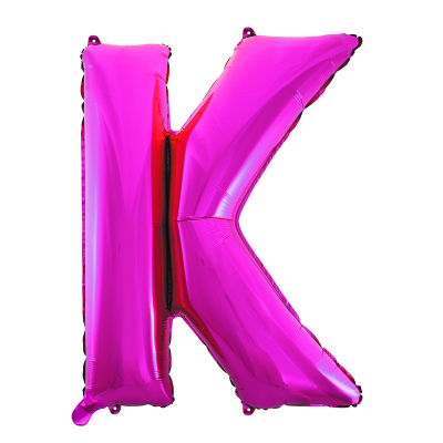 86cm 34 Inch Gaint Alphabet Letter Foil Balloon Dark Pink K Inflated with Helium