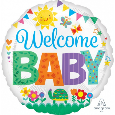 45cm Standard Welcome Baby Cute Icons Foil Balloon Inflated with Helium