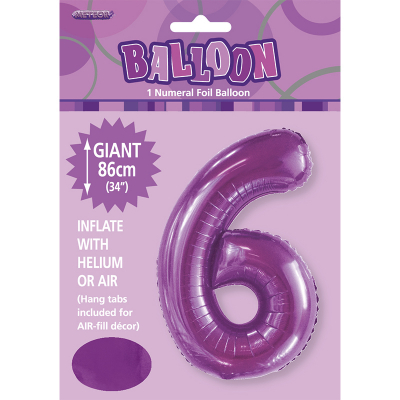 86cm 34 Inch Gaint Number Foil Balloon Purple 6