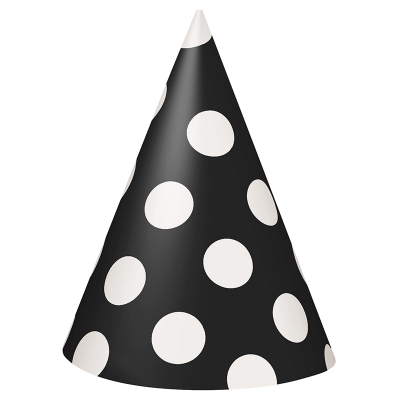 Polka Dots Party Hats Midnight Black 8PK