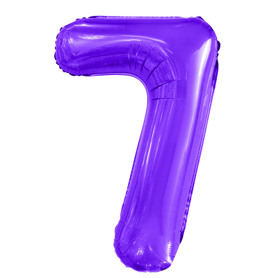 86cm 34 Inch Gaint Number Foil Balloon Purple 7 Inflated with Helium