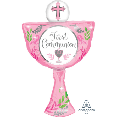 Supershape Communion Day Girl Foil Balloon Inflated with Helium