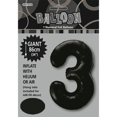 86cm 34 Inch Gaint Numeral Foil Balloon Black 3