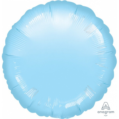 45cm Round Foil Balloon Pastel Blue Inflated with Helium