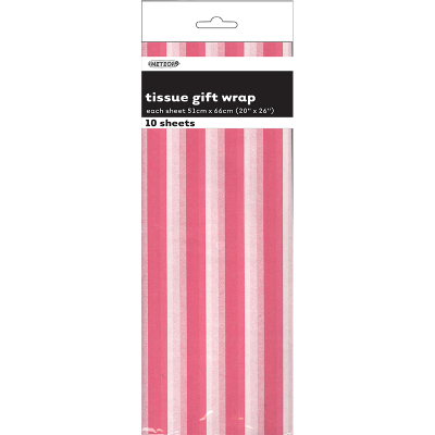 Stripes Hot Pink Tissue Sheet Gift Wrap 10PK