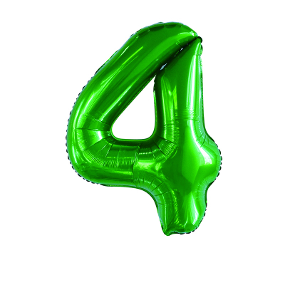 86cm 34 Inch Gaint Number Foil Balloon Dark Green 4 Inflated with Helium