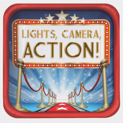 Hollywood Lights Dinner Plates Lights, Camera, Action 8PK