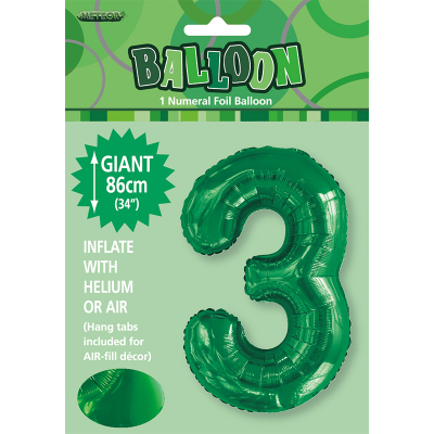 86cm 34 Inch Gaint Number Foil Balloon Dark Green 3