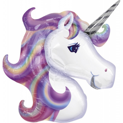 Supershape Pastel Unicorn Foil Balloon Inflated with Helium