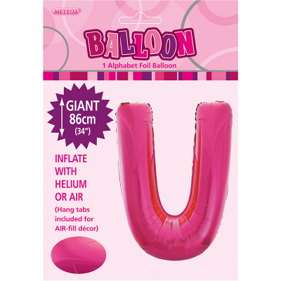 86cm 34 Inch Gaint Alphabet Foil Balloon Dark Pink U