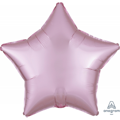 45cm Star Foil Balloon Satin Pastel Pink Inflated with Helium