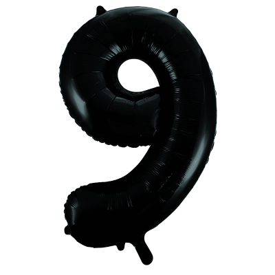 86cm 34 Inch Gaint Number Foil Balloon Black 9 Inflated with Helium