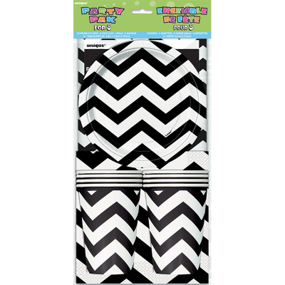 Chevron Party Pack Midnight Black Inc Napkin Plates Tablecover Cup 25PK