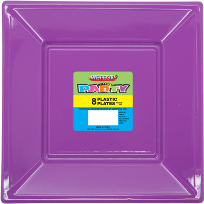 Square Plastic Plates 18cm Purple 8PK