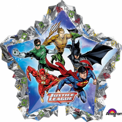 Supershape Justice League Star Shape Foil Balloon Inflated with Helium