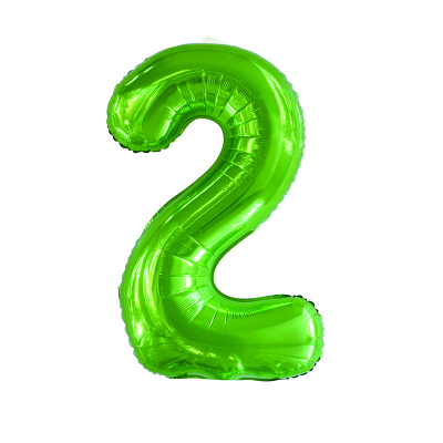 86cm 34 Inch Gaint Number Foil Balloon Lime Green 2 Inflated with Helium