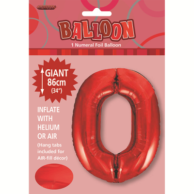 86cm 34 Inch Gaint Number Foil Balloon Red 0