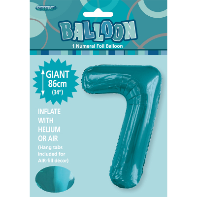 86cm 34 Inch Gaint Number Foil Balloon Teal 7