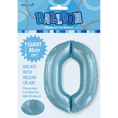 86cm 34 Inch Gaint Number Foil Balloon Pastel Blue 0