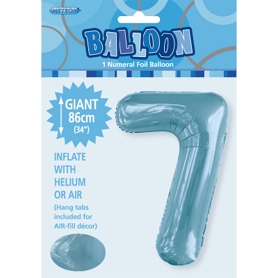 86cm 34 Inch Gaint Number Foil Balloon Pastel Blue 7