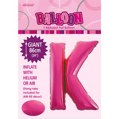 86cm 34 Inch Gaint Alphabet Foil Balloon Dark Pink K