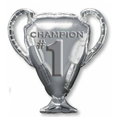 Supershape Trophy Champion #1 Foil Balloon Inflated with Helium
