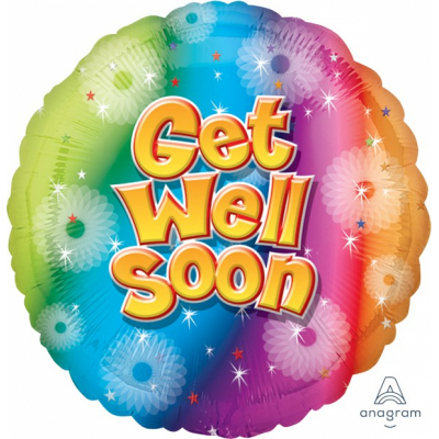 45cm Standard Get Well Soon Foil Balloon Inflated with Helium