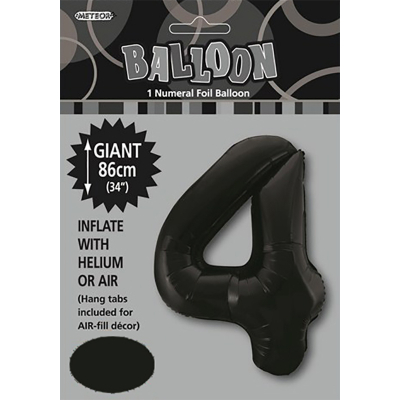 86cm 34 Inch Gaint Numeral Foil Balloon Black 4