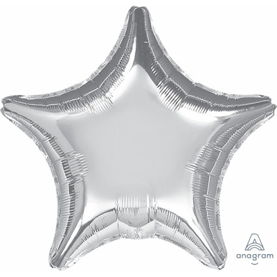 81cm Star Foil Balloon Silver Inflated with Helium