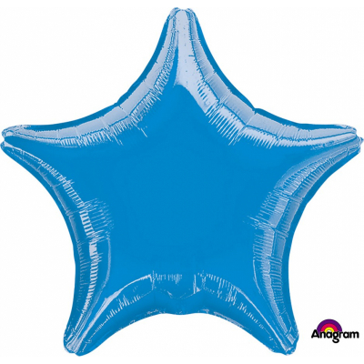 45cm Star Foil Balloon Blue Inflated with Helium
