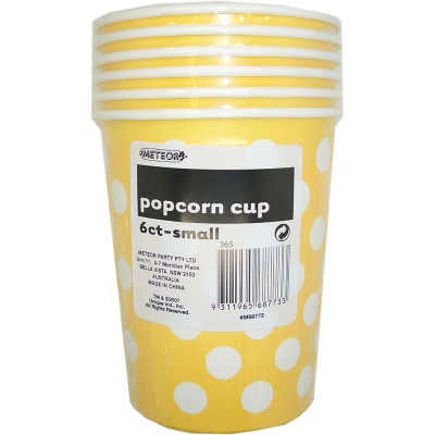 Polka Dots Popcorn Cups Small Sunflower Yellow 6PK