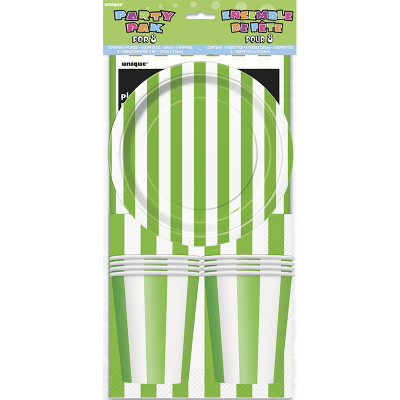 Stripes Lime Green Party Pack 25PK