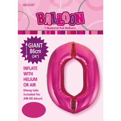 86cm 34 Inch Gaint Numeral Foil Balloon Dark Pink 0