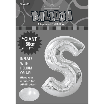 86cm 34 Inch Gaint Alphabet Foil Balloon Silver S