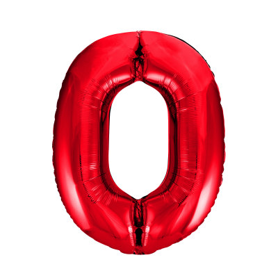 86cm 34 Inch Gaint Number Foil Balloon Red 0 Inflated with Helium