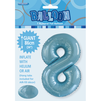 86cm 34 Inch Gaint Number Foil Balloon Pastel Blue 8