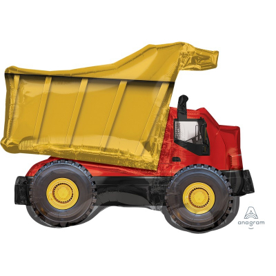 Supershape Dump Truck Foil Balloon Inflated with Helium
