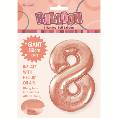 86cm 34 Inch Gaint Number Foil Balloon Rose Gold 8