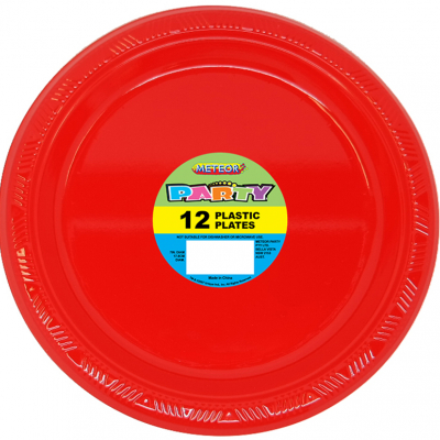 Plastic Around Plates 18cm Red 12PK