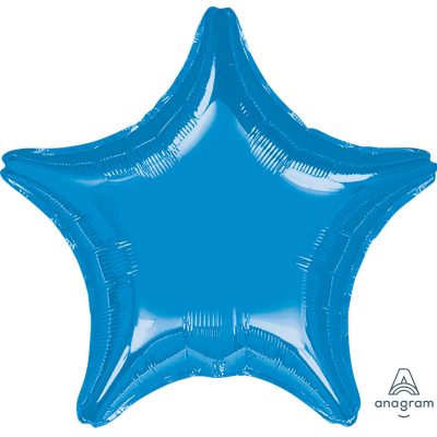 81cm Star Foil Balloon Blue Inflated with Helium
