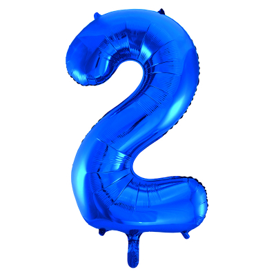 86cm 34 Inch Gaint Number Foil Balloon Royal Blue 2 Inflated with Helium