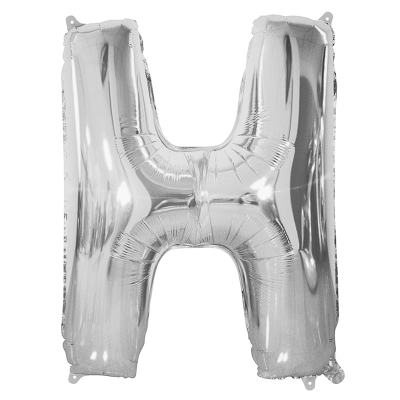 86cm 34 Inch Gaint Alphabet Letter Foil Balloon Silver H Inflated with Helium