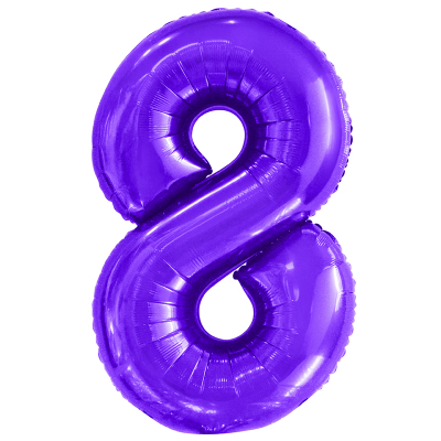 86cm 34 Inch Gaint Number Foil Balloon Purple 8 Inflated with Helium