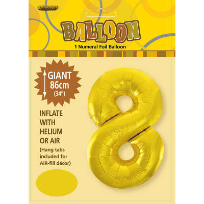 86cm 34 Inch Gaint Numeral Foil Balloon Gold 8