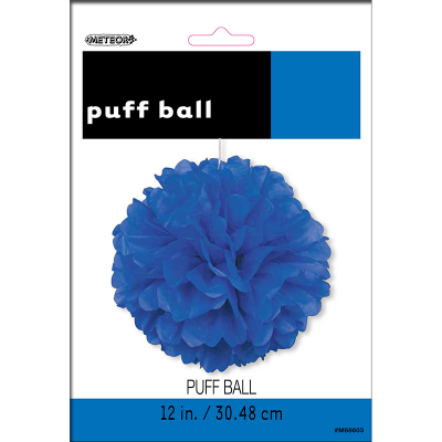 Hanging Puff Ball Decoration 30cm Royal Blue
