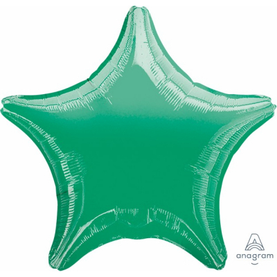45cm Star Foil Balloon Green Inflated with Helium