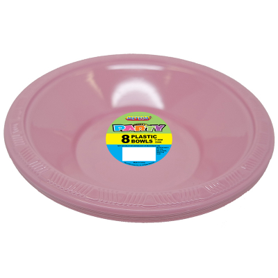 Plastic Bowls 18cm Pastel Pink 8PK