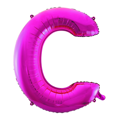 86cm 34 Inch Gaint Alphabet Letter Foil Balloon Dark Pink C Inflated with Helium
