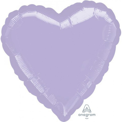 45cm Heart Foil Balloon Pastel Lilac Inflated with Helium
